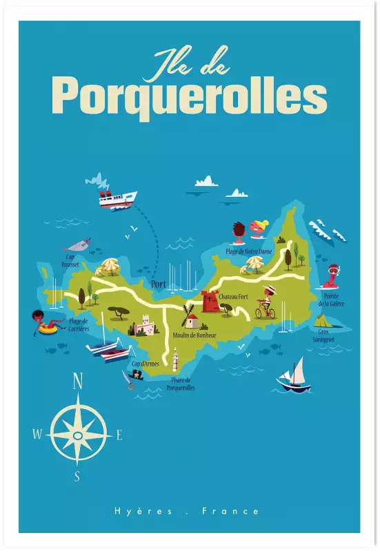 Ile de Porquerolles illustrée - poster sud est