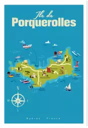 Ile de Porquerolles illustrée - poster sud est