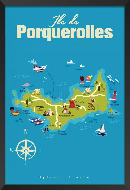 Ile de Porquerolles illustrée - poster sud est