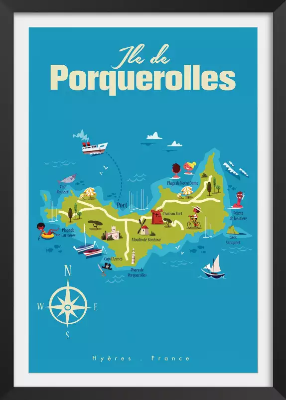 Ile de Porquerolles illustrée - poster sud est