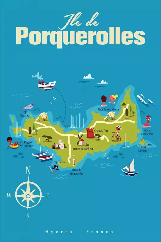 Ile de Porquerolles illustrée - poster sud est