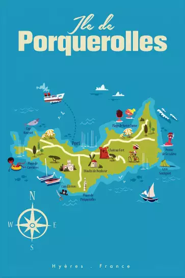 Ile de Porquerolles illustrée - poster sud est