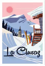 La Clusaz enneigé - affiche les alpes