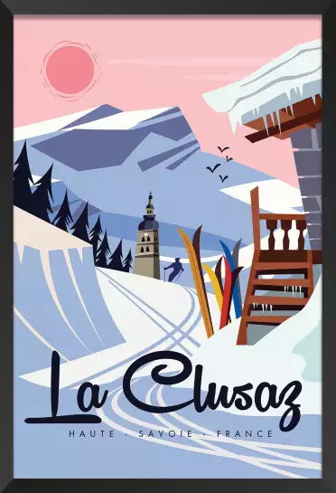 La Clusaz enneigé - affiche les alpes