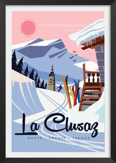 La Clusaz enneigé - affiche les alpes