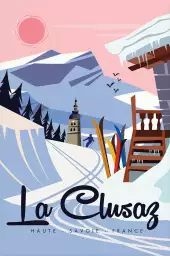 La Clusaz enneigé - affiche les alpes