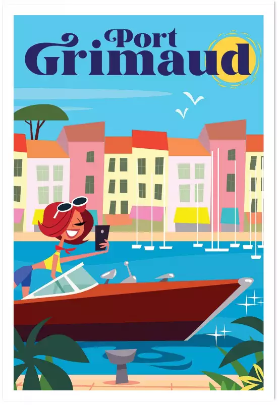 Port Grimaud en bateau - affiche de provence