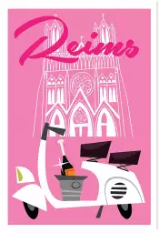 Reims tout en rose - affiche alsace