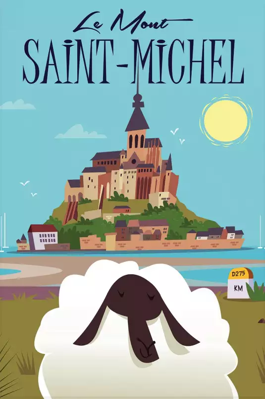 Mouton au Mont Saint Michel - affiche bretagne