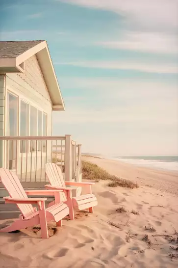 Rose beach - affiche mer et plage