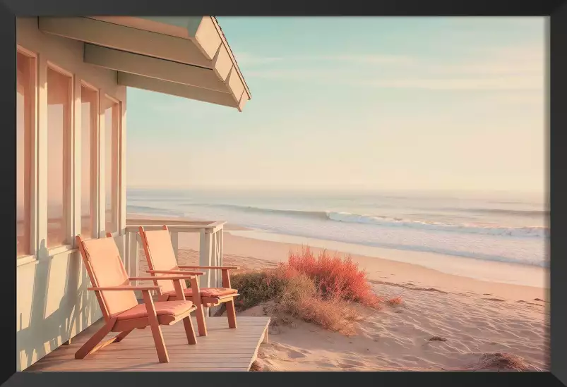 Cabanon à Malibu - affiche mer et plage