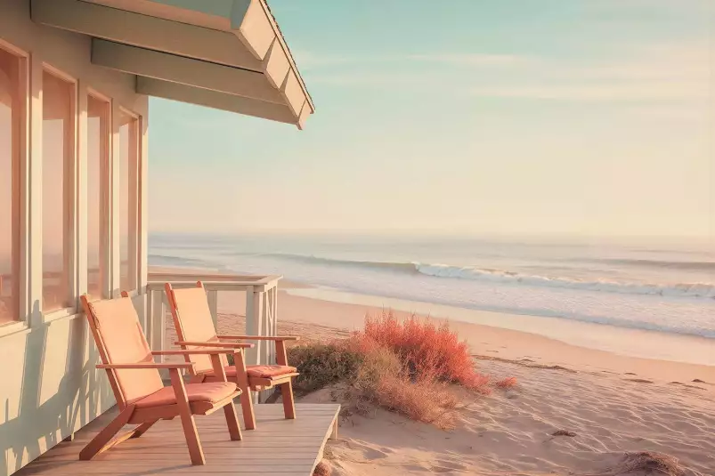 Cabanon à Malibu - affiche mer et plage