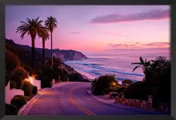 Beach road Californie - affiche coucher de soleil sur la mer