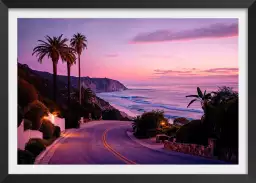 Beach road Californie - affiche coucher de soleil sur la mer