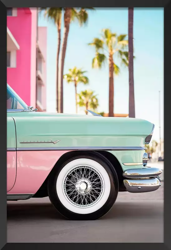 Voiture retro en Californie - affiche voiture vintage