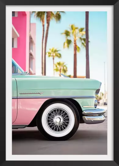 Voiture retro en Californie - affiche voiture vintage