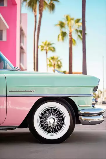 Voiture retro en Californie - affiche voiture vintage