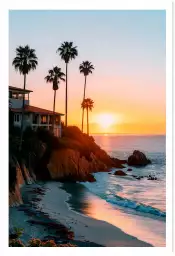 Sunset sur Laguna beach - affiche coucher de soleil sur la mer