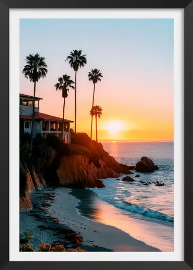 Sunset sur Laguna beach - affiche coucher de soleil sur la mer