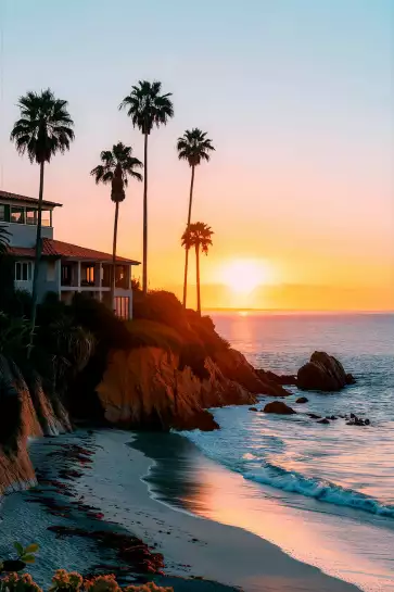 Sunset sur Laguna beach - affiche coucher de soleil sur la mer