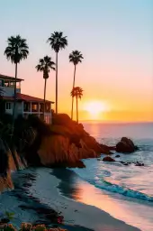 Sunset sur Laguna beach - affiche coucher de soleil sur la mer