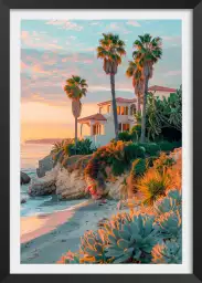 Maison sur Laguna beach - affiche coucher de soleil sur la mer