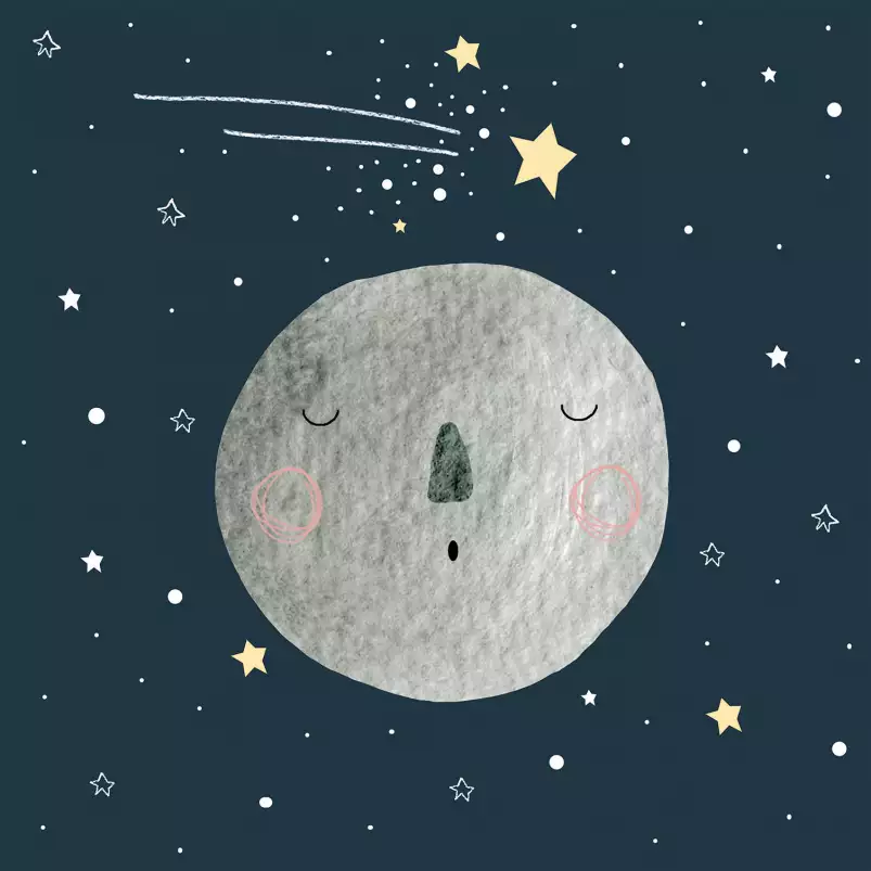 Gris lune pour enfant - tableau mural enfant