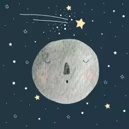 Gris lune pour enfant - tableau mural enfant