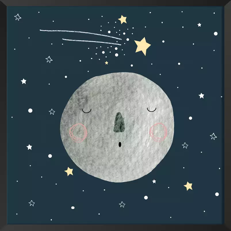 Gris lune pour enfant - tableau mural enfant