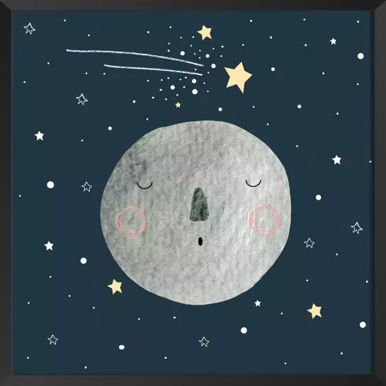 Gris lune pour enfant - tableau mural enfant