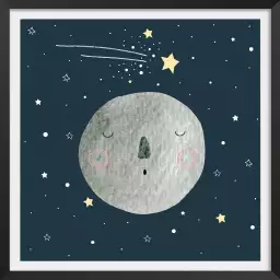 Gris lune pour enfant - tableau mural enfant