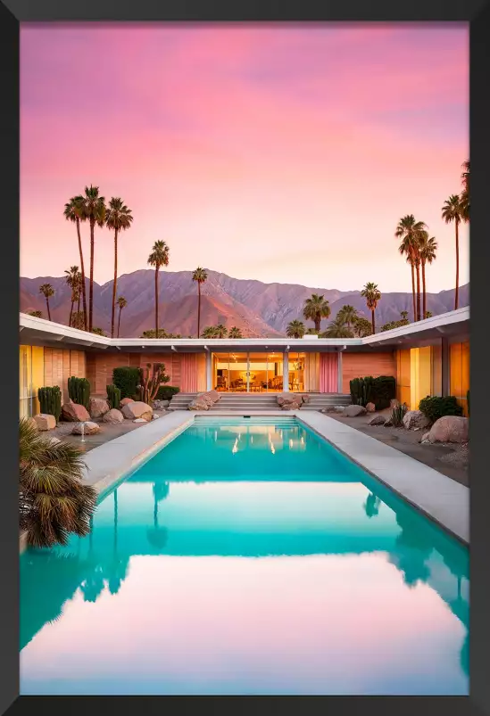 Piscine au sunset californien - affiche architecture