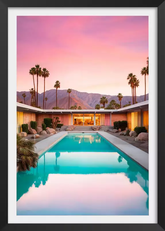 Piscine au sunset californien - affiche architecture