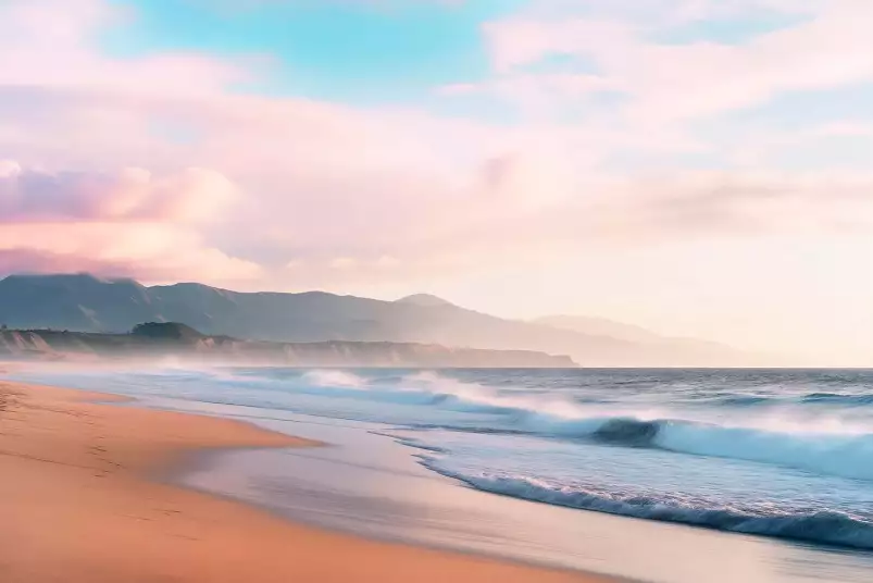 La plage au petit matin - affiche coucher de soleil sur la mer