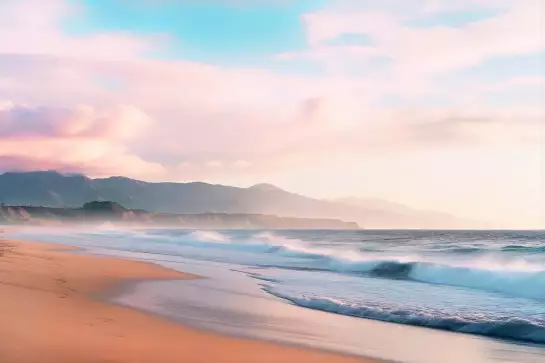 La plage au petit matin - affiche coucher de soleil sur la mer