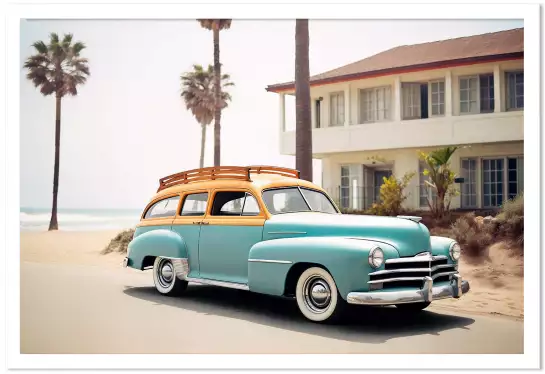 Voiture ancienne en Californie - affiche voiture vintage