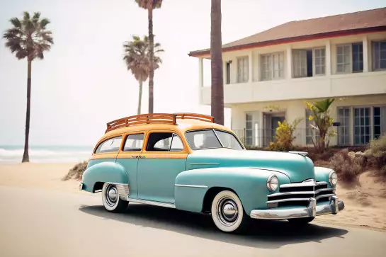 Voiture ancienne en Californie - affiche voiture vintage