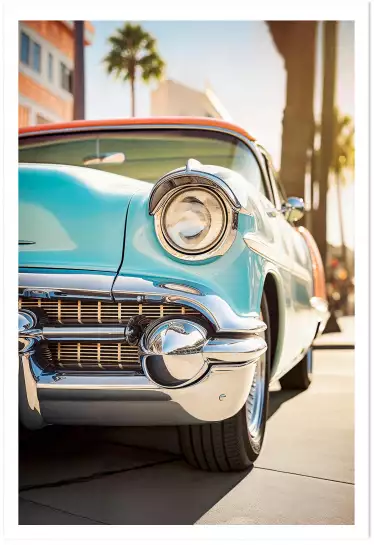 Voiture retro sur Venice Beach - affiche voiture vintage