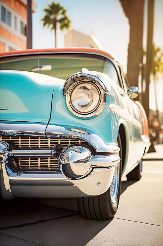 Voiture retro sur Venice Beach - affiche voiture vintage