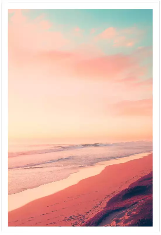 Horizon pastel sur les plages californiennes - affiche coucher de soleil sur la mer