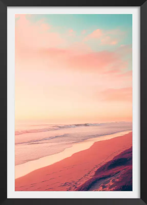 Horizon pastel sur les plages californiennes - affiche coucher de soleil sur la mer