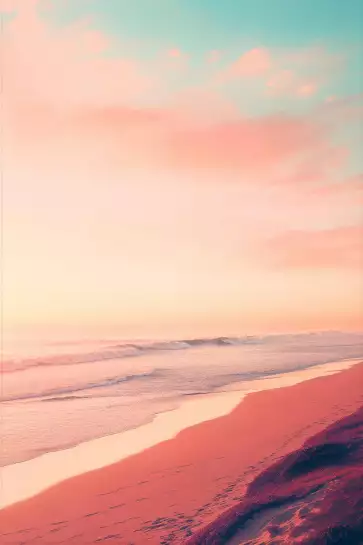 Horizon pastel sur les plages californiennes - affiche coucher de soleil sur la mer