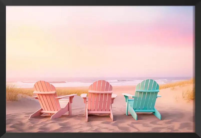 Bon temps sur la plage - affiche mer et plage