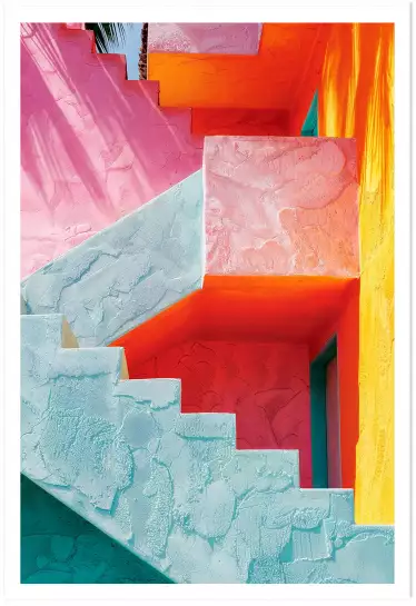 Escaliers colorés de Los Angeles - affiche architecture