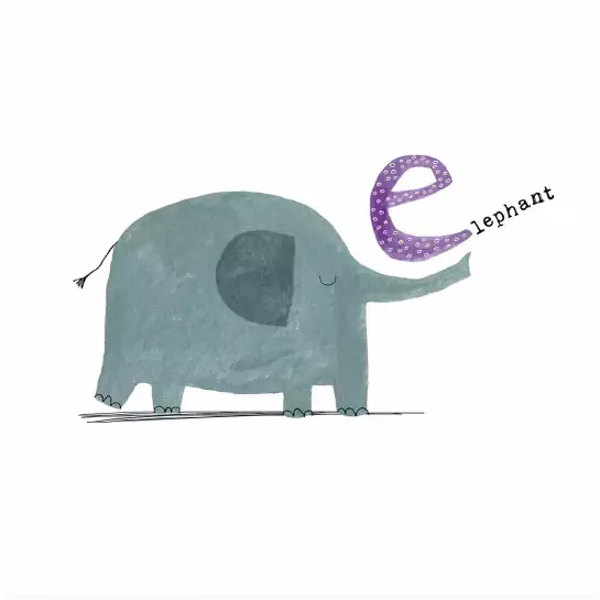 E comme éléphant - poster alphabet