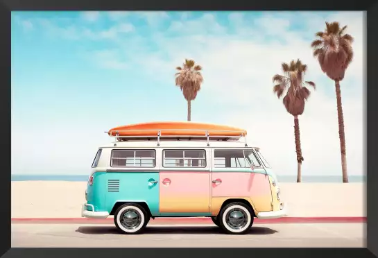 Van life en route - affiche surf vintage