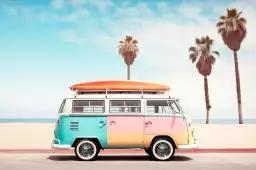 Van life en route - affiche surf vintage