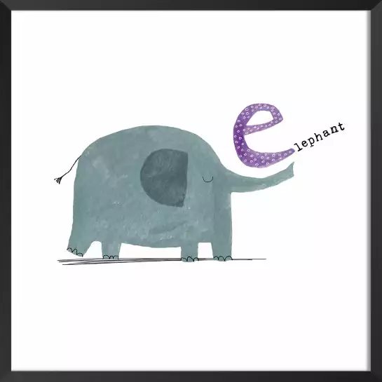 E comme éléphant - poster alphabet