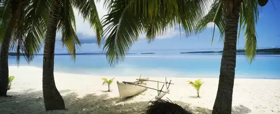 Bateau sur les Iles Cook - affiche plage