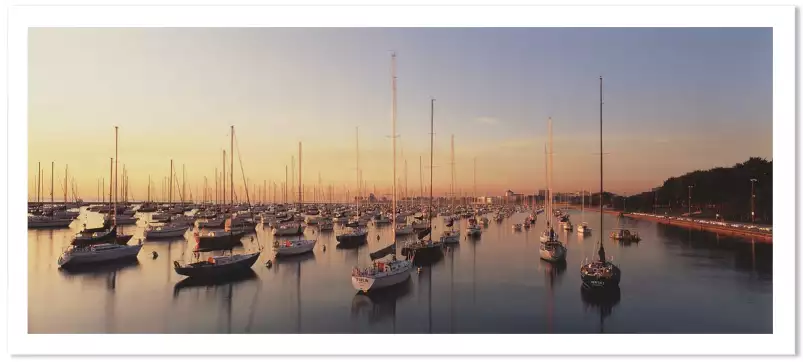 Port de Chicago - affiche coucher de soleil sur la mer